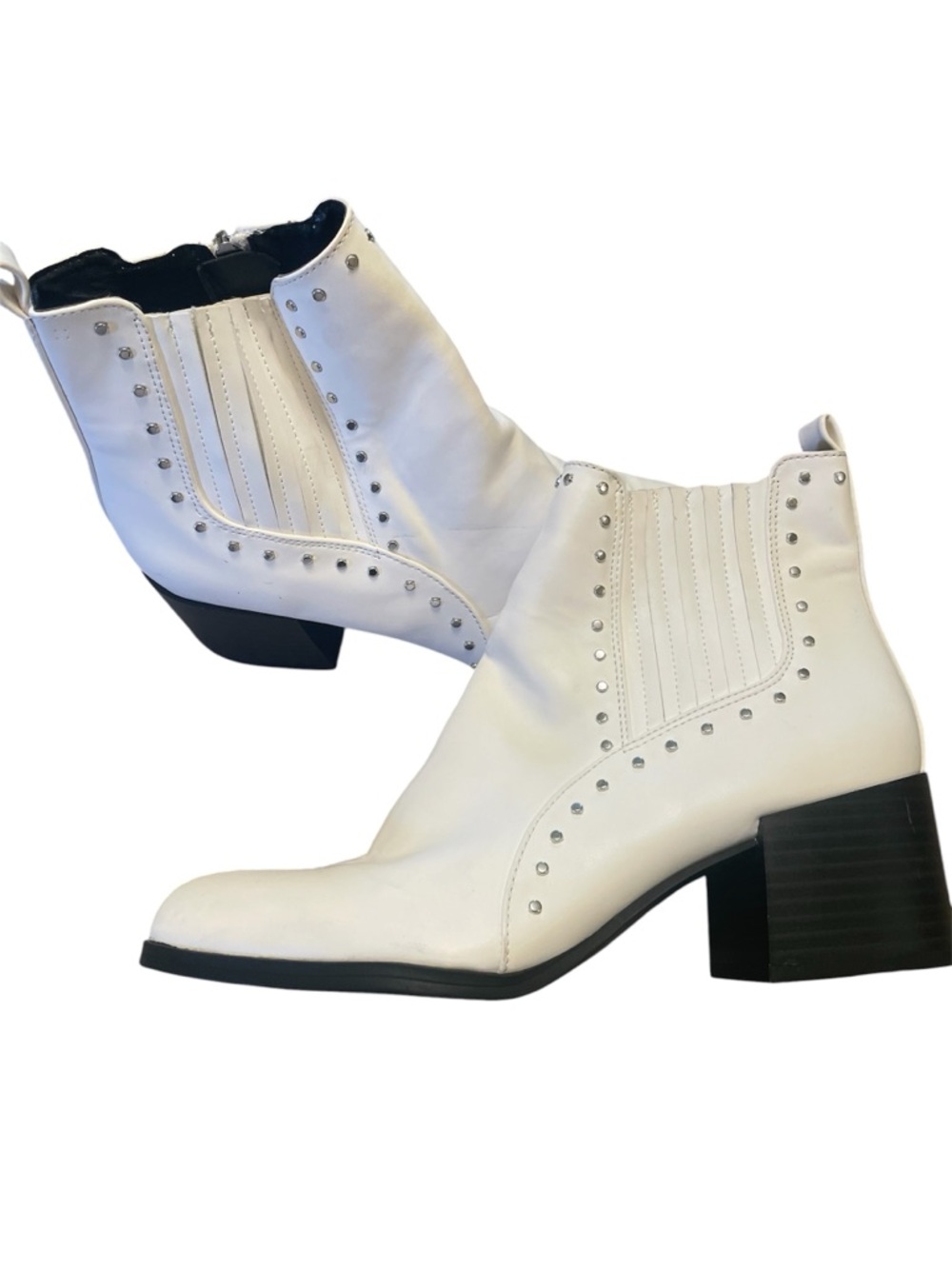 White Studded Western Boots Sam Edelman